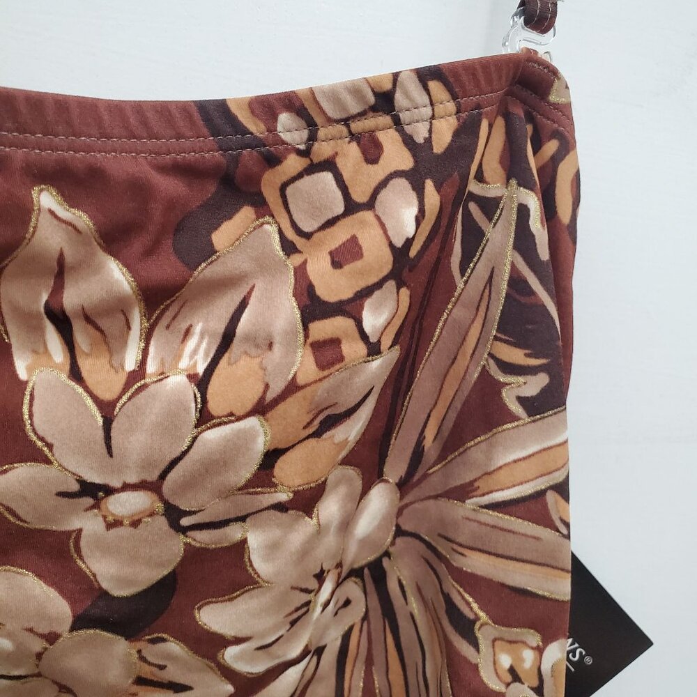 Newport News Brown and Tan Floral One-Piece Swimsuit - Picture 2 of 7